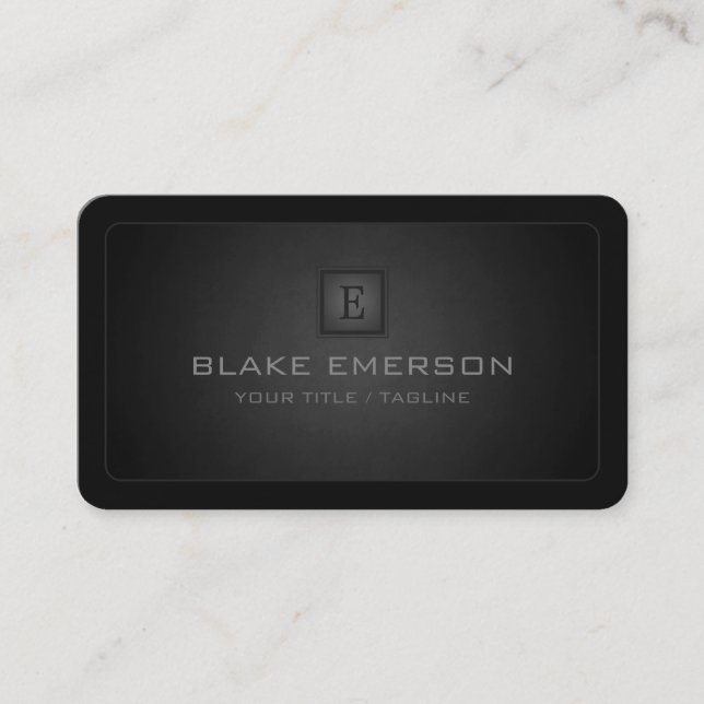 Carte De Visite Monogramme professionnel foncé de coins arrondis (Devant)
