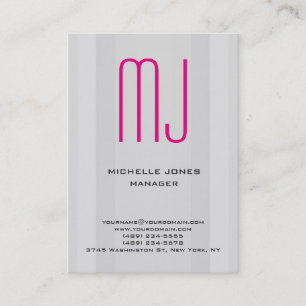 Carte De Visite monogramme professionnel gris rose tendance unique