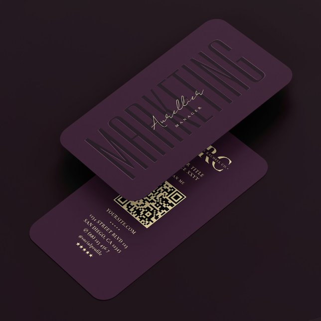 Carte De Visite Monogramme professionnel Marketing Luxe violet (Professional Monogram Marketing Luxury Purple Business Card
)