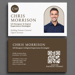 Carte De Visite Monogramme professionnel minimaliste QR Code photo