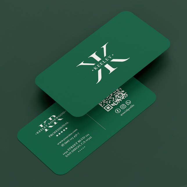 Carte De Visite Monogramme professionnel minimum Logo K Hunter Gre (Créateur téléchargé)