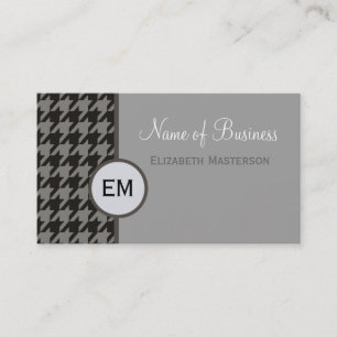 Carte De Visite Monogramme professionnel moderne Brown Houndstooth