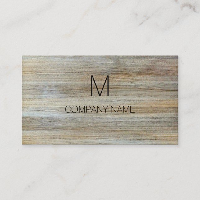 Carte De Visite Monogramme professionnel moderne du grain de bois  (Devant)