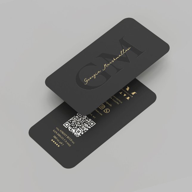 Carte De Visite Monogramme professionnel moderne Elegant Black Gol (Modern Marketing Professional Monogram Black Gold Business Card
)