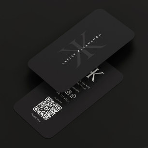Carte De Visite Monogramme professionnel moderne K Logo gris foncé