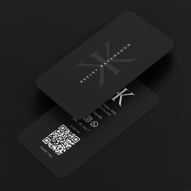 Carte De Visite Monogramme professionnel moderne K Logo gris foncé (Modern Professional Monogram K Logo Dark Grey Business Card
)