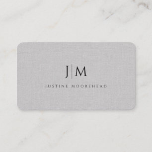 Carte De Visite Monogramme professionnel moderne Lin gris minimali