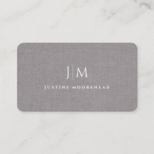 Carte De Visite Monogramme professionnel moderne Lin gris minimali