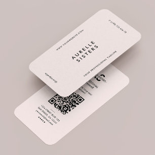 Carte De Visite Monogramme professionnel moderne rose QR simple