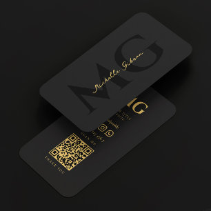 Carte De Visite Monogramme professionnel noir élégant moderne