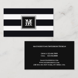 Carte De Visite Monogramme professionnel noir et blanc moderne