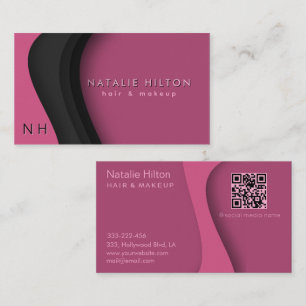 Carte De Visite monogramme professionnel noir rose
