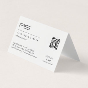 Carte De Visite Monogramme professionnel QR Code noir et blanc