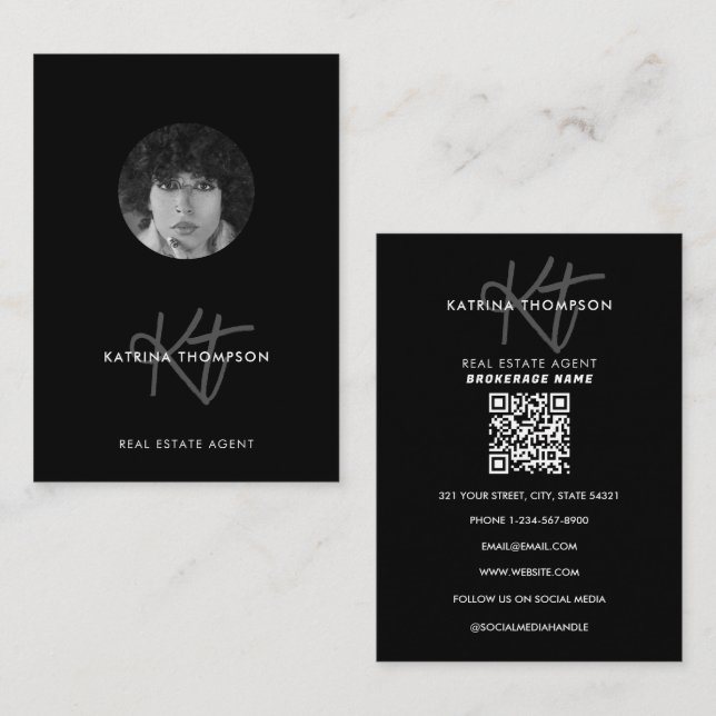 Carte De Visite Monogramme professionnel Realtor Immobilier (Devant / Derrière)
