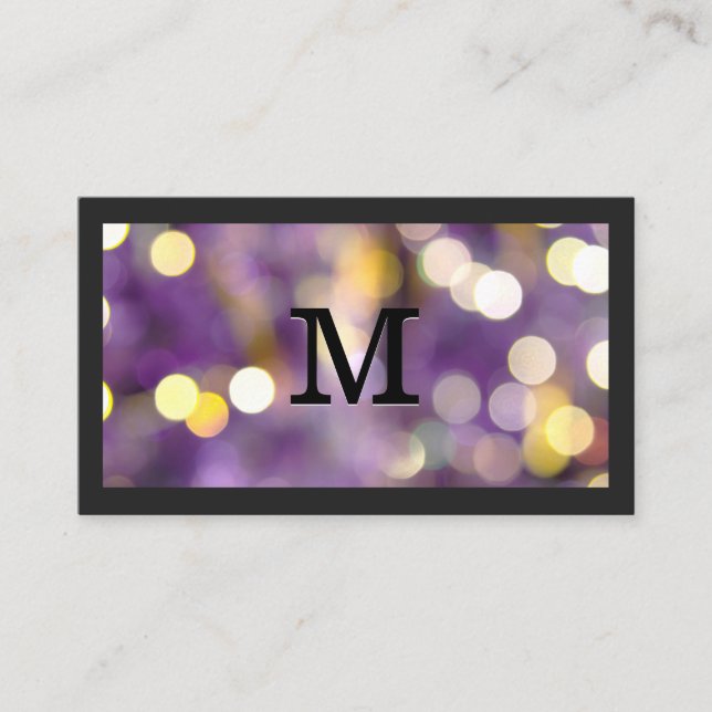 Carte De Visite Monogramme | Purple Bokeh (Devant)