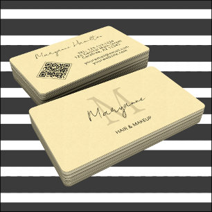 Carte De Visite Monogramme QR Code jaune