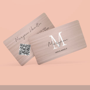 Carte De Visite Monogramme QR Code Rose Gold