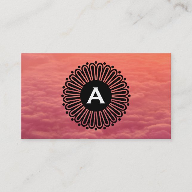 Carte De Visite Monogramme | Radial | Nuages (Devant)