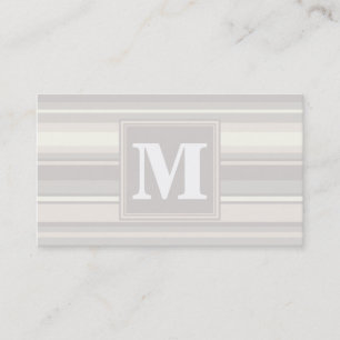 Carte De Visite Monogramme rayures beiges