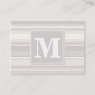 Carte De Visite Monogramme rayures beiges