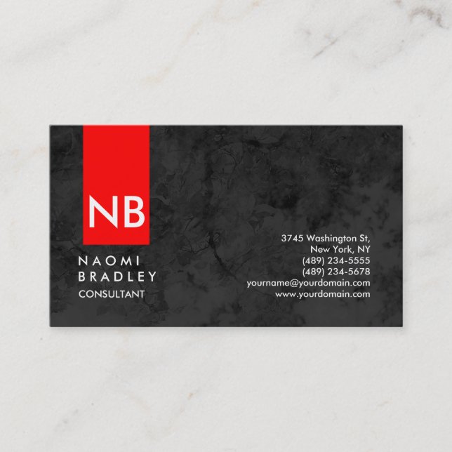Carte De Visite Monogramme Red Grey Motif Moderne Consultant (Devant)