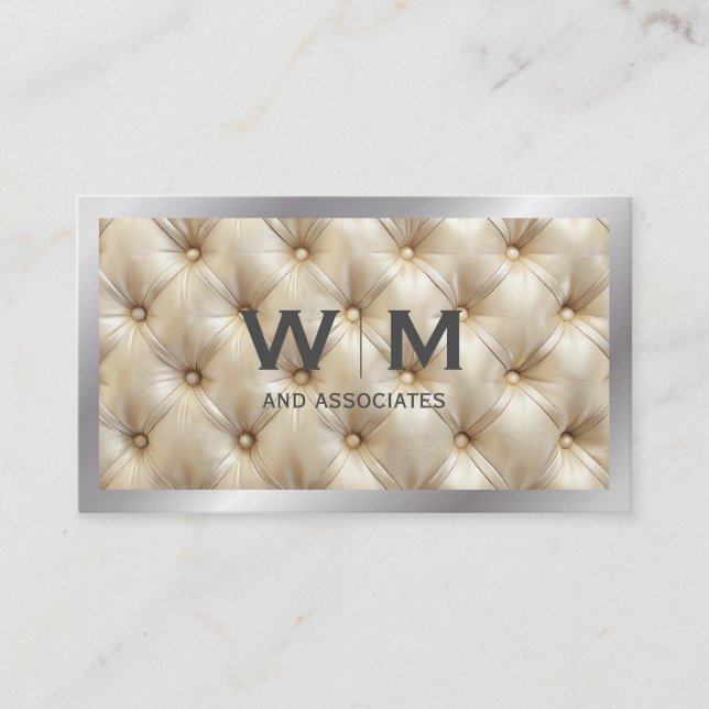 Carte De Visite Monogramme | Rembourrage en tissu touffu (Devant)