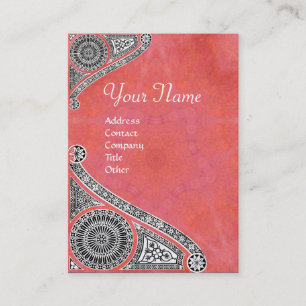Carte De Visite MONOGRAMME RENAISSANCE 4 antique rose rouge