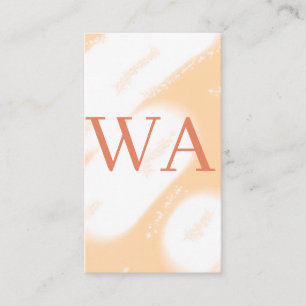 Carte De Visite Monogramme rétro gras blanc orange pêche pastel no