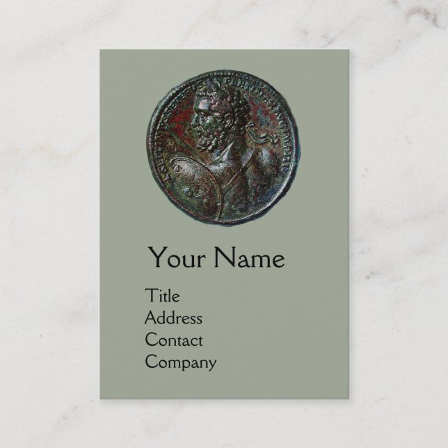 Carte De Visite MONOGRAMME ROMAIN ANTIQUE BRONZE MEDALLION, gris (Devant)