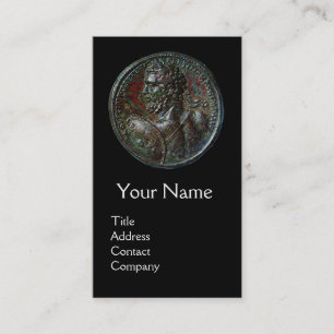 Carte De Visite MONOGRAMME ROMAIN ANTIQUE BRONZE, Noir