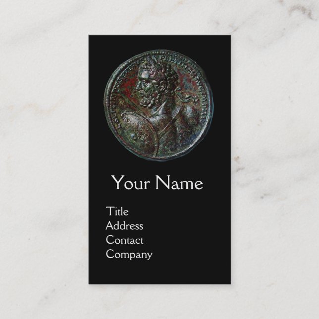 Carte De Visite MONOGRAMME ROMAIN ANTIQUE BRONZE, Noir (Devant)