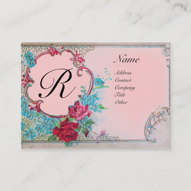 CARTE DE VISITE MONOGRAMME ROMANTIQUE (Devant)