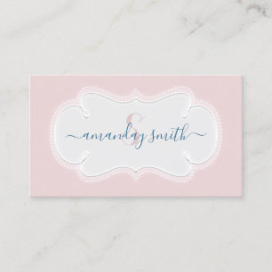 Carte De Visite Monogramme Rose Blush Powder Blogger Cadre Royal