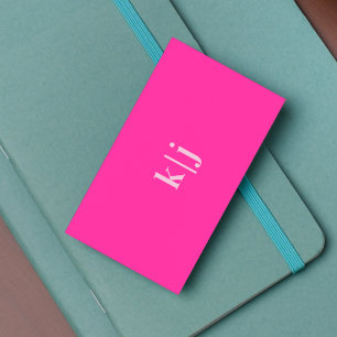 Carte De Visite Monogramme rose chaud simple et moderne QR Code