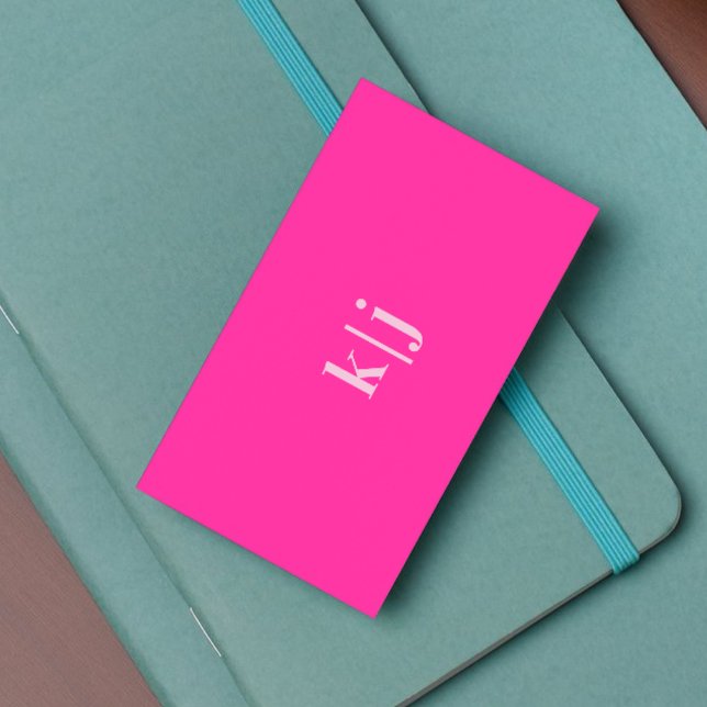 Carte De Visite Monogramme rose chaud simple et moderne QR Code (Créateur téléchargé)