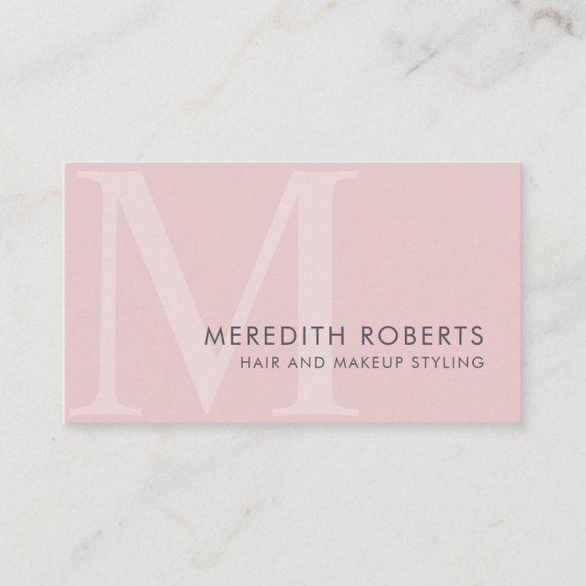 Carte De Visite Monogramme rose chic M initial maquillage des chev (Devant)