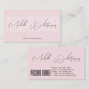 Carte De Visite Monogramme rose ENTRAÎNEUR PERSONNEL écriture mode