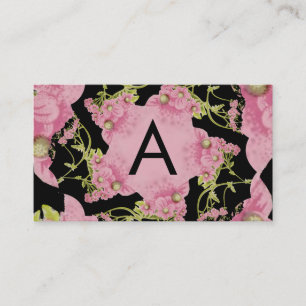 Carte De Visite Monogramme rose et noir d'Achille