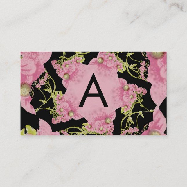 Carte De Visite Monogramme rose et noir d'Achille (Devant)