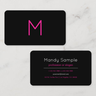 Carte De Visite Monogramme rose et noir moderne modifiable