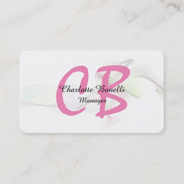 Carte De Visite Monogramme rose féminin professionnel Abstrait (Devant)