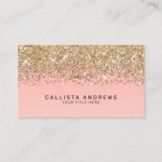 Carte De Visite Monogramme rose Fille Chic Gold Confetti (Devant)