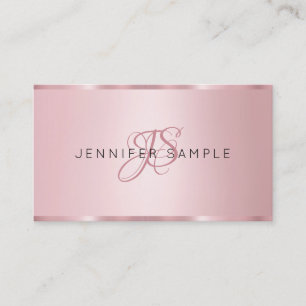 Carte De Visite Monogramme Rose or élégant Moderne simple