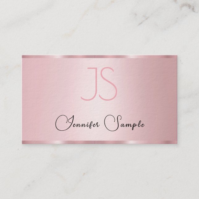 Carte De Visite Monogramme rose Or Typographie moderne Luxe (Devant)