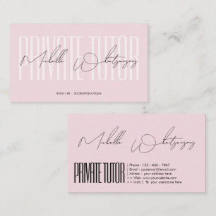 Carte De Visite Monogramme rose PROFESSEUR PARTICULIER écriture mo