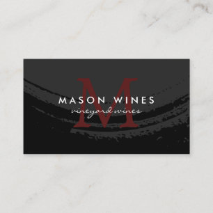 Carte De Visite Monogramme Rouge Artiste Brossé Vin Rouge Verre