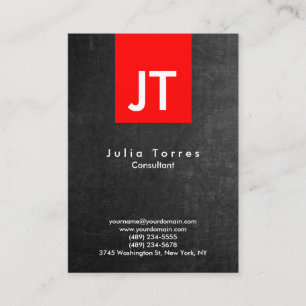 Carte De Visite Monogramme rouge Chalkboard tendance moderne