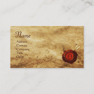 Carte De Visite Monogramme ROUGE de PARCHEMIN de JOINT de CIRE