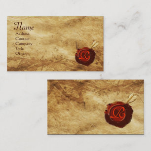 Carte De Visite Monogramme ROUGE de PARCHEMIN de JOINT de CIRE
