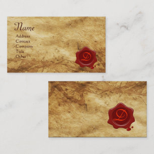 Carte De Visite Monogramme ROUGE de PARCHEMIN de JOINT de CIRE